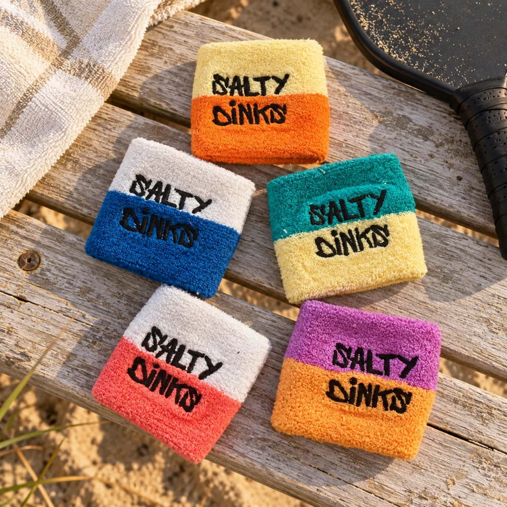 Salty Dinks Sweatbands - assorted colours beach flatlay