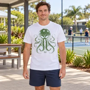 Kraken Performance Tee – Mens — White/Green — front view on model